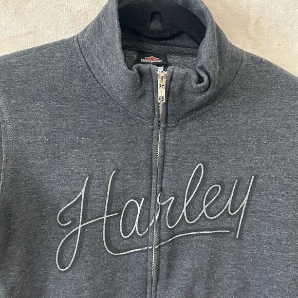 Harley-Davidson Sweatshirt Women’s Size M Gray New York Full Zip Woodstock NY - Picture 3 of 11